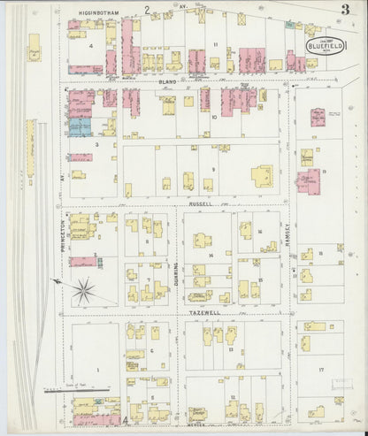 Sanborn Fire Insurance Map from Bluefield, Mercer County, West Virginia (1897), Sheet #0003 - Complete Map Set gallery image, historic Sanborn map, vintage wall art, West Virginia West Virginia