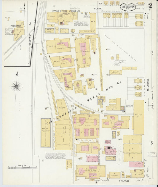 Sanborn Fire Insurance Map from Bridgeton, Cumberland County, New Jersey (1908), Sheet #0002 - Historic Sanborn Fire Insurance Map Print, vintage old map wall art, antique decor, genealogy gift, New Jersey New Jersey map
