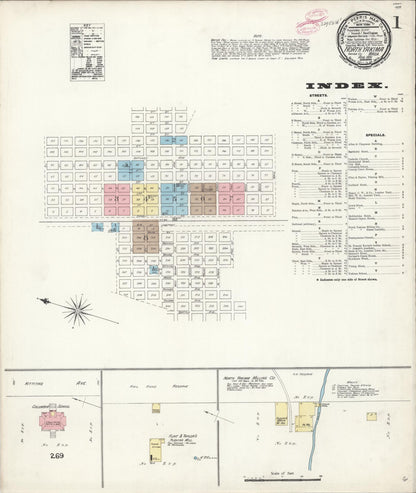 Sanborn Fire Insurance Map from North Yakima, Yakima County, Washington (1891), Sheet #0001 - Complete Map Set gallery image, historic Sanborn map, vintage wall art, Washington Washington