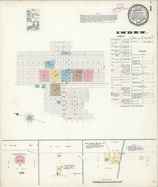 Sanborn Fire Insurance Map from North Yakima, Yakima County, Washington (1891), Sheet #0001 - Complete Map Set gallery image, historic Sanborn map, vintage wall art, Washington Washington