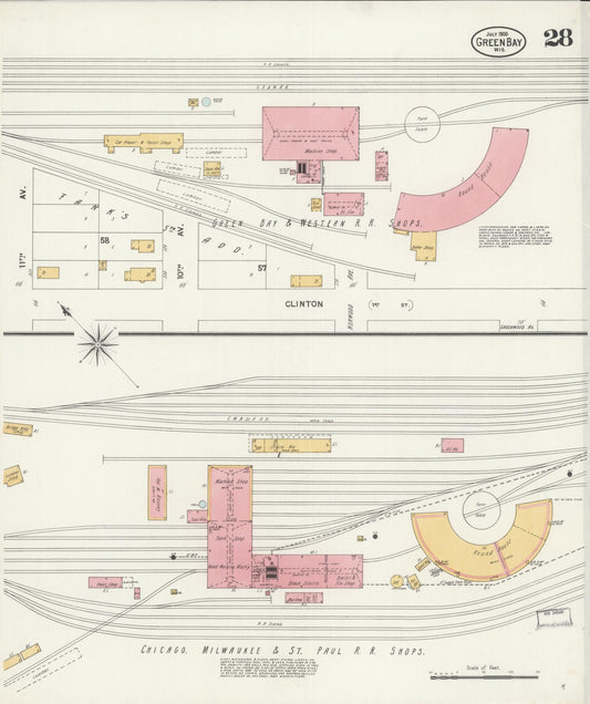 Sanborn Fire Insurance Map from Green Bay, Brown County, Wisconsin (1900), Sheet #0028 - Historic Sanborn Fire Insurance Map Print, vintage old map wall art, antique decor, genealogy gift, Wisconsin Wisconsin map