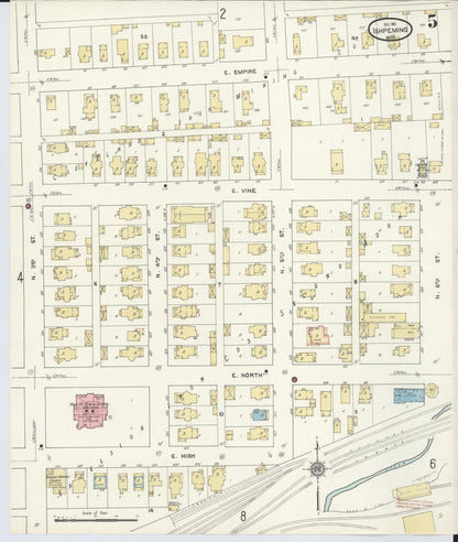 Sanborn Fire Insurance Map from Ishpeming, Marquette County, Michigan (1911), Sheet #0005 - Historic Sanborn Fire Insurance Map Print, vintage old map wall art, antique decor, genealogy gift, Michigan Michigan map