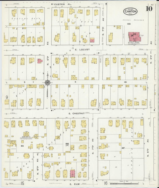 Sanborn Fire Insurance Map from Canton, Fulton County, Illinois (1917), Sheet #0010 - Historic Sanborn Fire Insurance Map Print, vintage old map wall art, antique decor, genealogy gift, Illinois Illinois map
