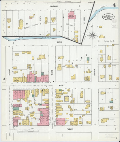 Sanborn Fire Insurance Map from Waterville, Le Sueur County, Minnesota (1900), Sheet #0004 - Historic Sanborn Fire Insurance Map Print, vintage old map wall art, antique decor, genealogy gift, Minnesota Minnesota map