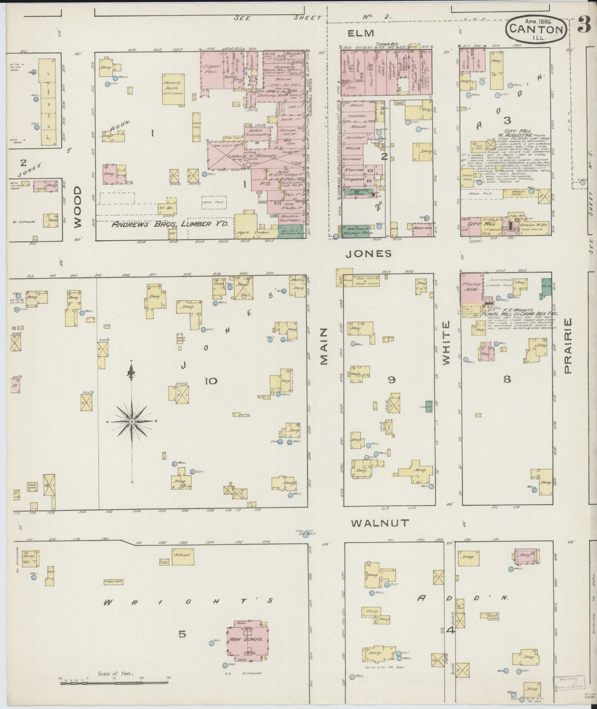 Sanborn Fire Insurance Map from Canton, Fulton County, Illinois (1886), Sheet #0003 - Complete Map Set gallery image, historic Sanborn map, vintage wall art, Illinois Illinois