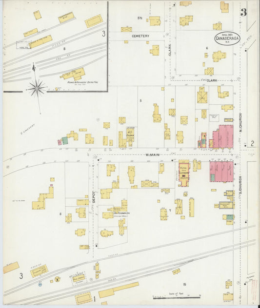 Sanborn Fire Insurance Map from Canaseraga, Allegany County, New York (1903), Sheet #0003 - Historic Sanborn Fire Insurance Map Print, vintage old map wall art, antique decor, genealogy gift, New York New York map