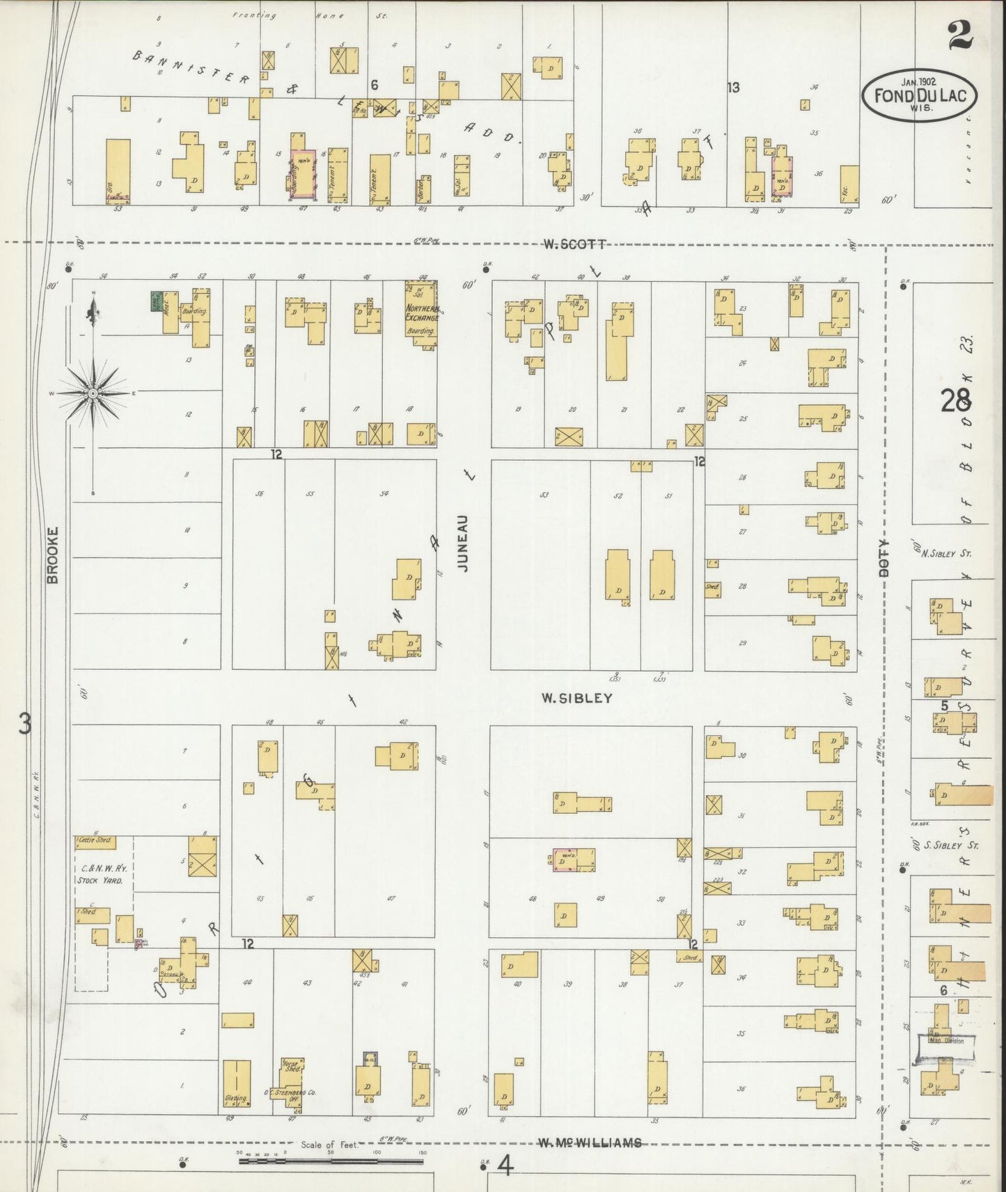 Sanborn Fire Insurance Map from Fond du Lac, Fond du Lac County, Wisconsin (1902), Sheet #0002 - Historic Sanborn Fire Insurance Map Print, vintage old map wall art, antique decor, genealogy gift, Wisconsin Wisconsin map