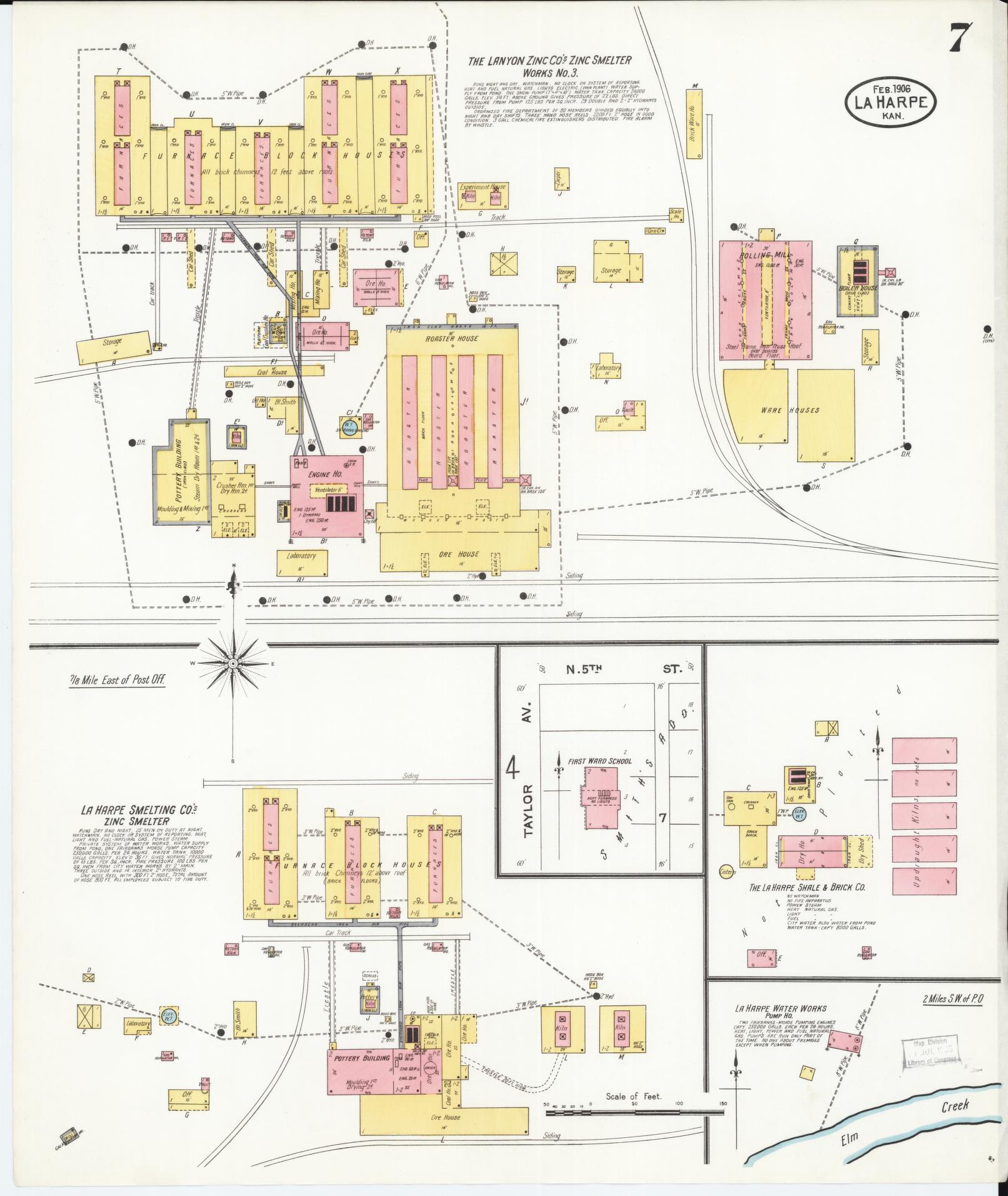 Sanborn Fire Insurance Map from La Harpe, Allen County, Kansas (1906), Sheet #0007 - Complete Map Set gallery image, historic Sanborn map, vintage wall art, Kansas Kansas