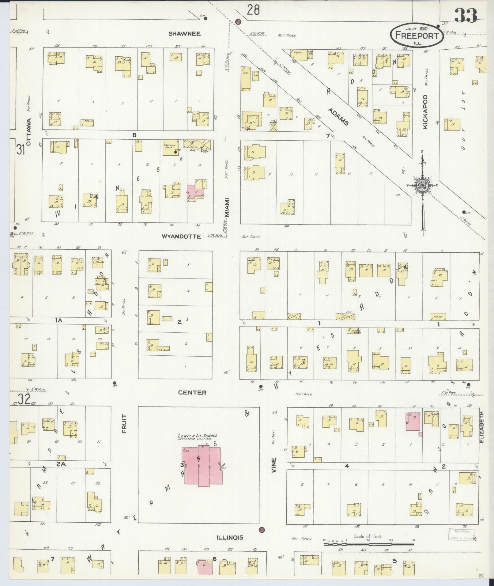 Sanborn Fire Insurance Map from Freeport, Stephenson County, Illinois (1910), Sheet #0033 - Complete Map Set gallery image, historic Sanborn map, vintage wall art, Illinois Illinois