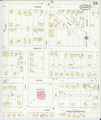 Sanborn Fire Insurance Map from Freeport, Stephenson County, Illinois (1910), Sheet #0033 - Complete Map Set gallery image, historic Sanborn map, vintage wall art, Illinois Illinois