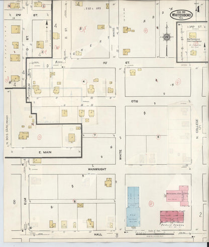 Sanborn Fire Insurance Map from Whitesboro, Grayson County, Texas (1943), Sheet #0004 - Complete Map Set gallery image, historic Sanborn map, vintage wall art, Texas Texas
