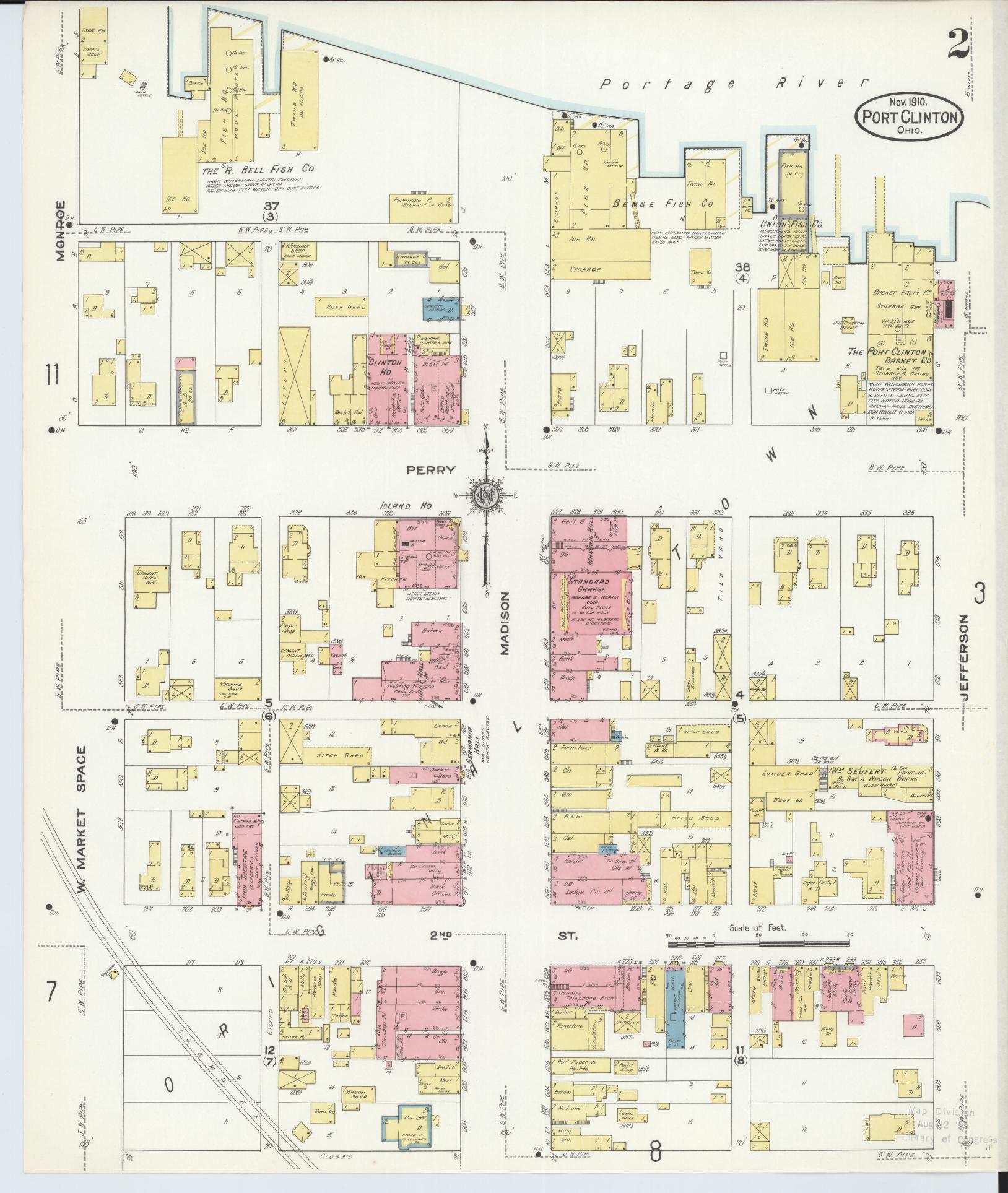 Sanborn Fire Insurance Map from Port Clinton, Ottawa County, Ohio (1910), Sheet #0002 - Complete Map Set gallery image, historic Sanborn map, vintage wall art, Ohio Ohio