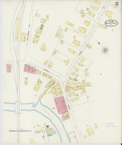 Sanborn Fire Insurance Map from Westerly, Washington County, Rhode Island (1896), Sheet #0002 - Complete Map Set gallery image, historic Sanborn map, vintage wall art, Rhode Island Rhode Island