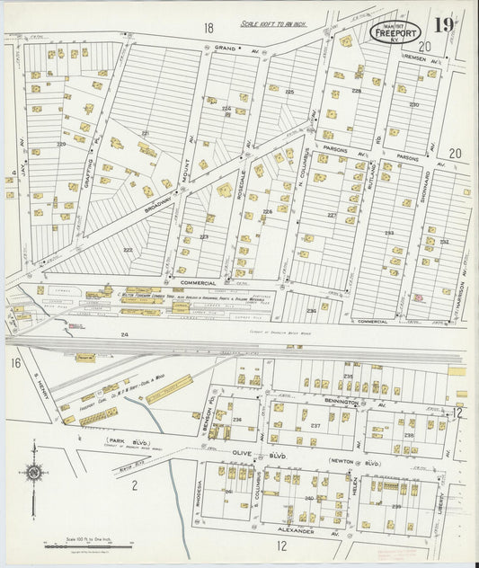 Sanborn Fire Insurance Map from Freeport, Nassau County, New York (1917), Sheet #0019 - Historic Sanborn Fire Insurance Map Print, vintage old map wall art, antique decor, genealogy gift, New York New York map