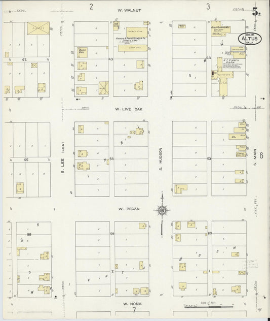 Sanborn Fire Insurance Map from Altus, Jackson County, Oklahoma (1914), Sheet #0005 - Historic Sanborn Fire Insurance Map Print, vintage old map wall art, antique decor, genealogy gift, Oklahoma Oklahoma map
