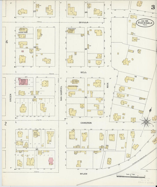 Sanborn Fire Insurance Map from Rockdale, Milam County, Texas (1906), Sheet #0003 - Historic Sanborn Fire Insurance Map Print, vintage old map wall art, antique decor, genealogy gift, Texas Texas map
