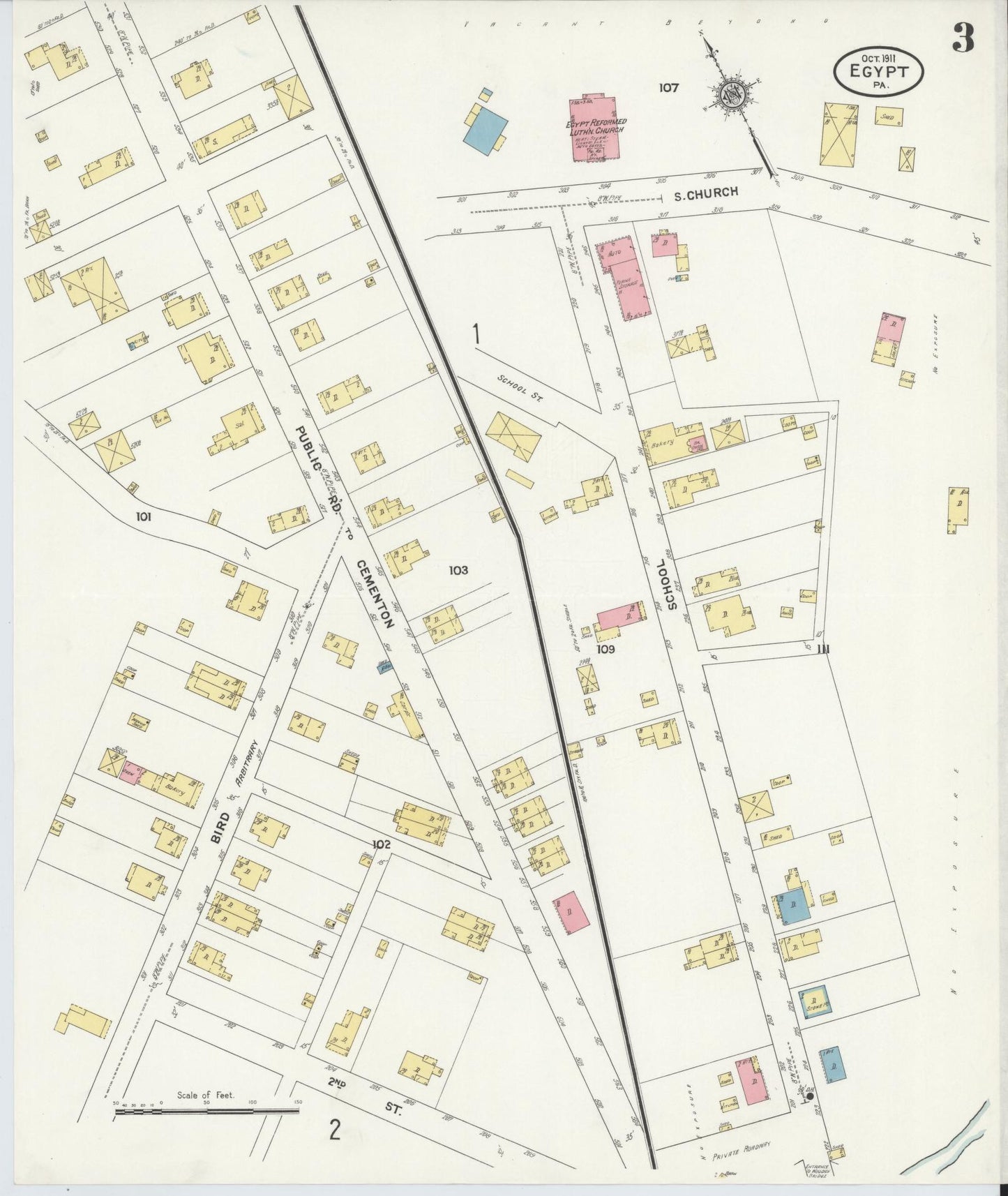 Sanborn Fire Insurance Map from Egypt, Lehigh County, Pennsylvania (1911), Sheet #0003 - Historic Sanborn Fire Insurance Map Print, vintage old map wall art, antique decor, genealogy gift, Pennsylvania Pennsylvania map
