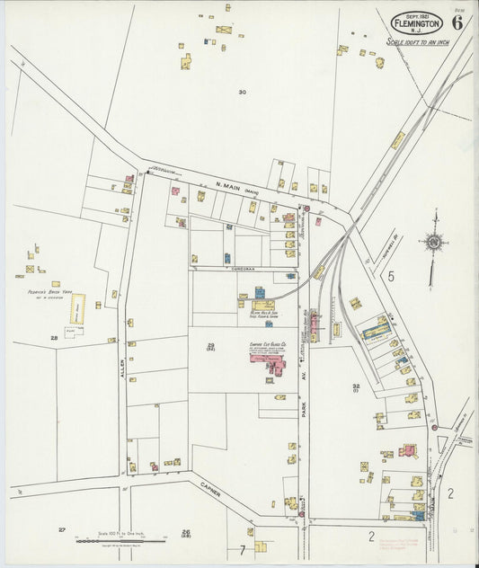 Sanborn Fire Insurance Map from Flemington, Hunterdon County, New Jersey (1921), Sheet #0006 - Historic Sanborn Fire Insurance Map Print, vintage old map wall art, antique decor, genealogy gift, New Jersey New Jersey map