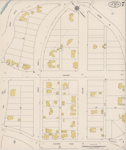 Sanborn Fire Insurance Map from La Jolla, San Diego County, California (1921), Sheet #0007 - Historic Sanborn Fire Insurance Map Print, vintage old map wall art, antique decor, genealogy gift, California California map