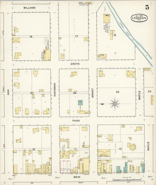 Sanborn Fire Insurance Map from Lebanon, Linn County, Oregon (1892), Sheet #0005 - Historic Sanborn Fire Insurance Map Print, vintage old map wall art, antique decor, genealogy gift, Oregon Oregon map