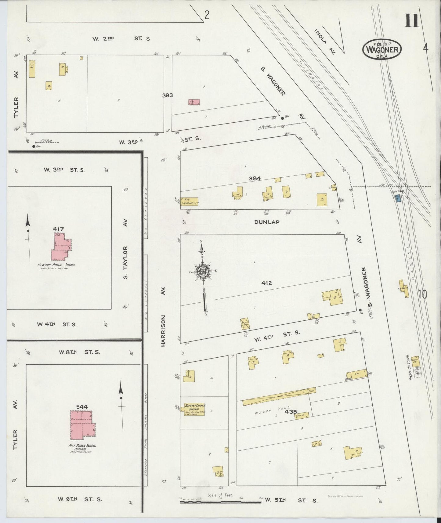 Sanborn Fire Insurance Map from Wagoner, Wagoner County, Oklahoma (1917), Sheet #0011 - Complete Map Set gallery image, historic Sanborn map, vintage wall art, Oklahoma Oklahoma