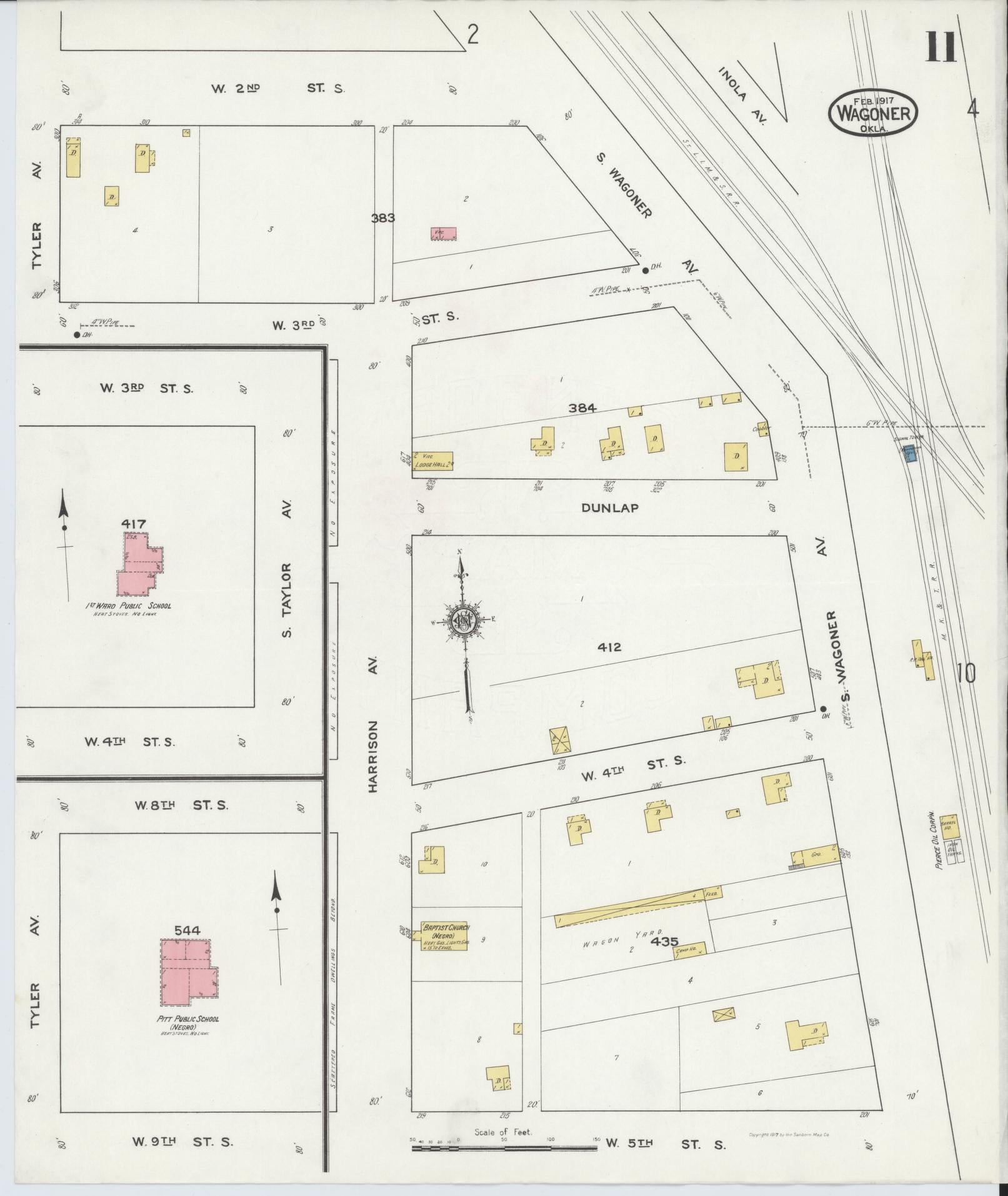 Sanborn Fire Insurance Map from Wagoner, Wagoner County, Oklahoma (1917), Sheet #0011 - Complete Map Set gallery image, historic Sanborn map, vintage wall art, Oklahoma Oklahoma