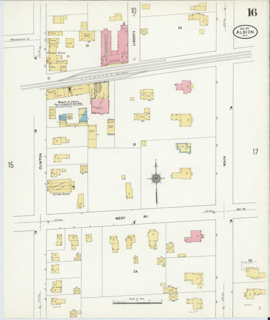 Sanborn Fire Insurance Map from Albion, Orleans County, New York (1911), Sheet #0016 - Historic Sanborn Fire Insurance Map Print, vintage old map wall art, antique decor, genealogy gift, New York New York map