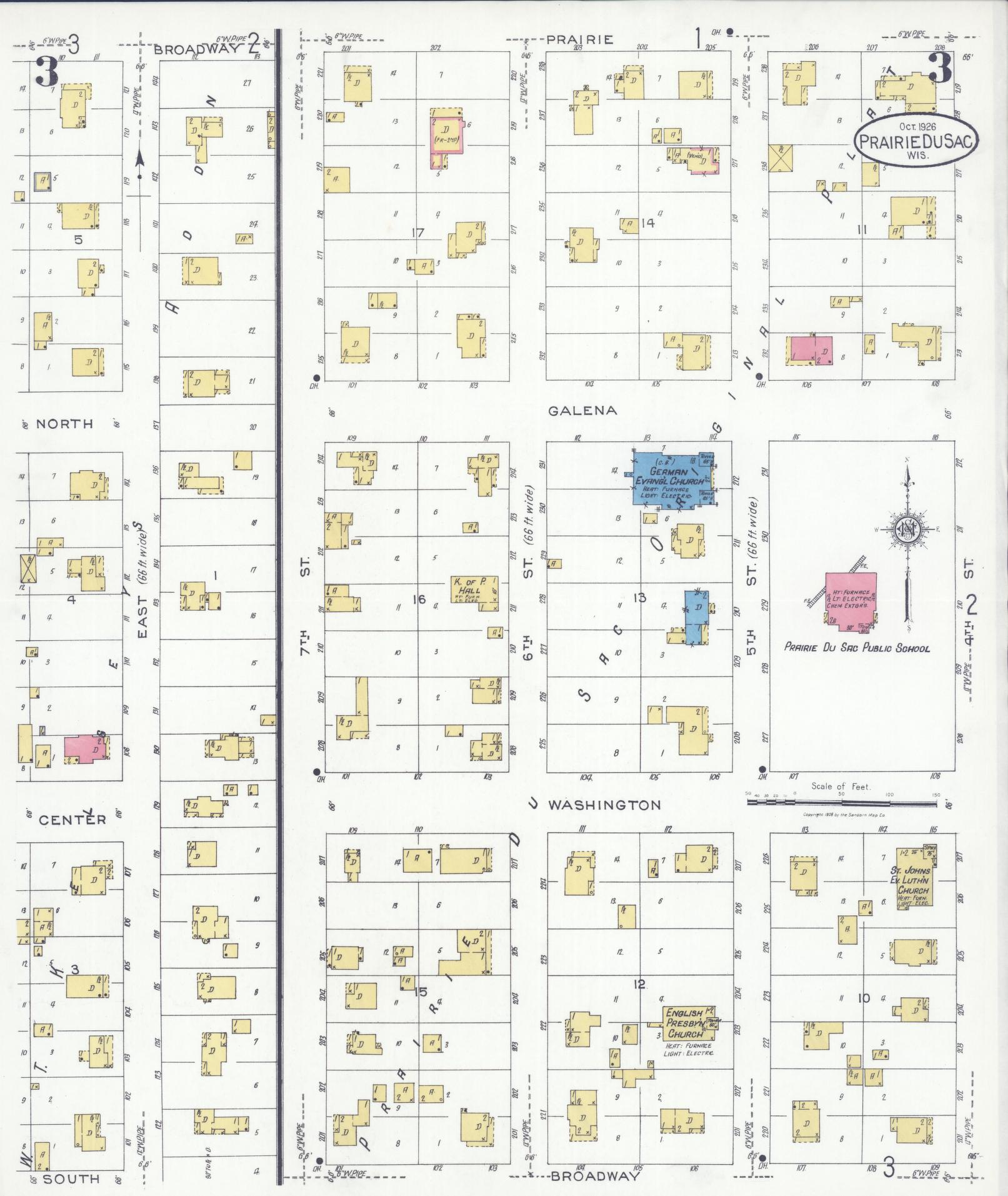 Sanborn Fire Insurance Map from Prairie du Sac, Sauk County, Wisconsin (1926), Sheet #0003 - Complete Map Set gallery image, historic Sanborn map, vintage wall art, Wisconsin Wisconsin
