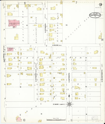 Sanborn Fire Insurance Map from Centerville, Appanoose County, Iowa (1907), Sheet #0009 - Historic Sanborn Fire Insurance Map Print