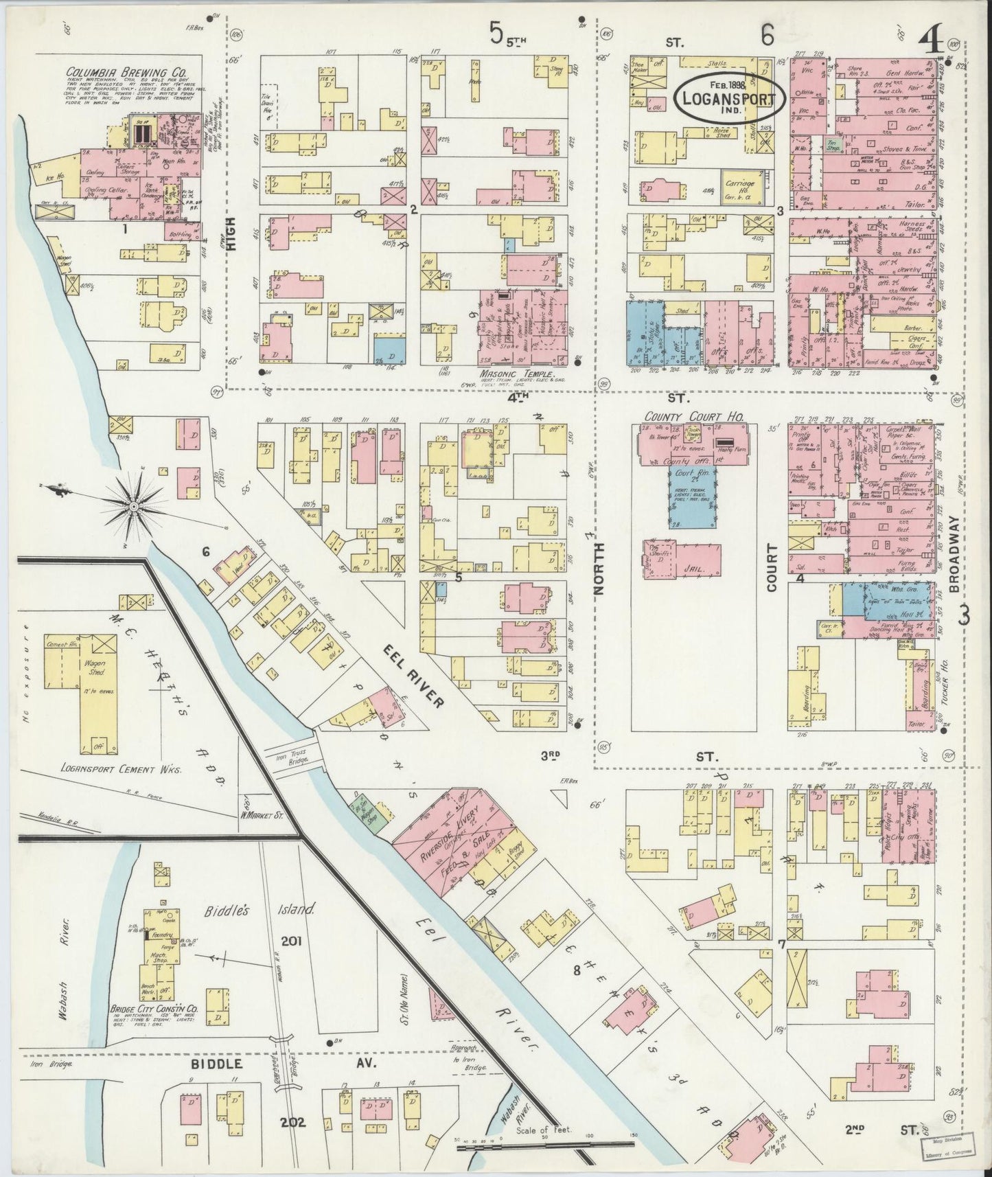 Sanborn Fire Insurance Map from Logansport, Cass County, Indiana (1898), Sheet #0004 - Complete Map Set gallery image, historic Sanborn map, vintage wall art, Indiana Indiana
