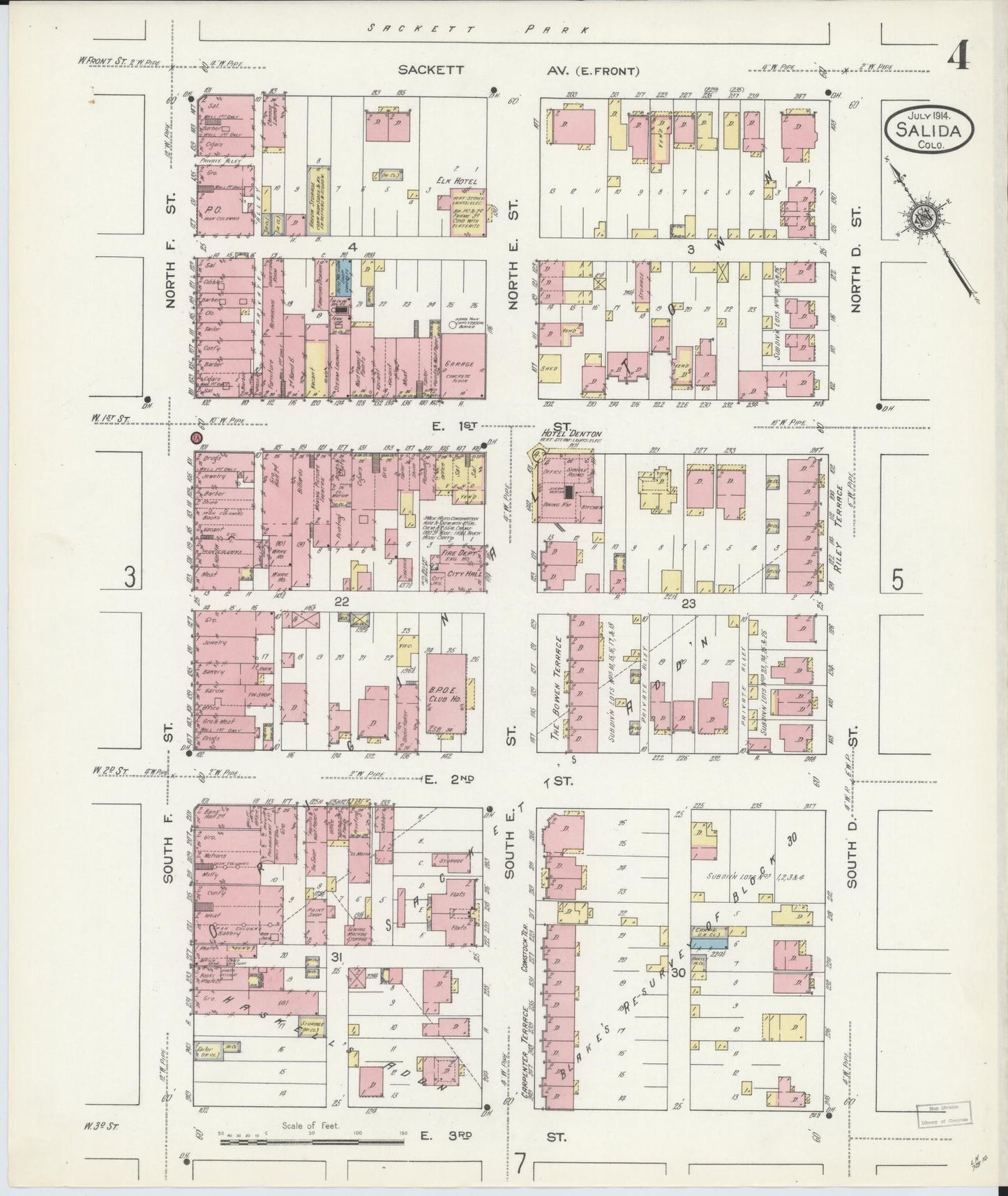 Sanborn Fire Insurance Map from Salida, Chaffee County, Colorado (1914), Sheet #0004 - Complete Map Set gallery image, historic Sanborn map, vintage wall art, Colorado Colorado