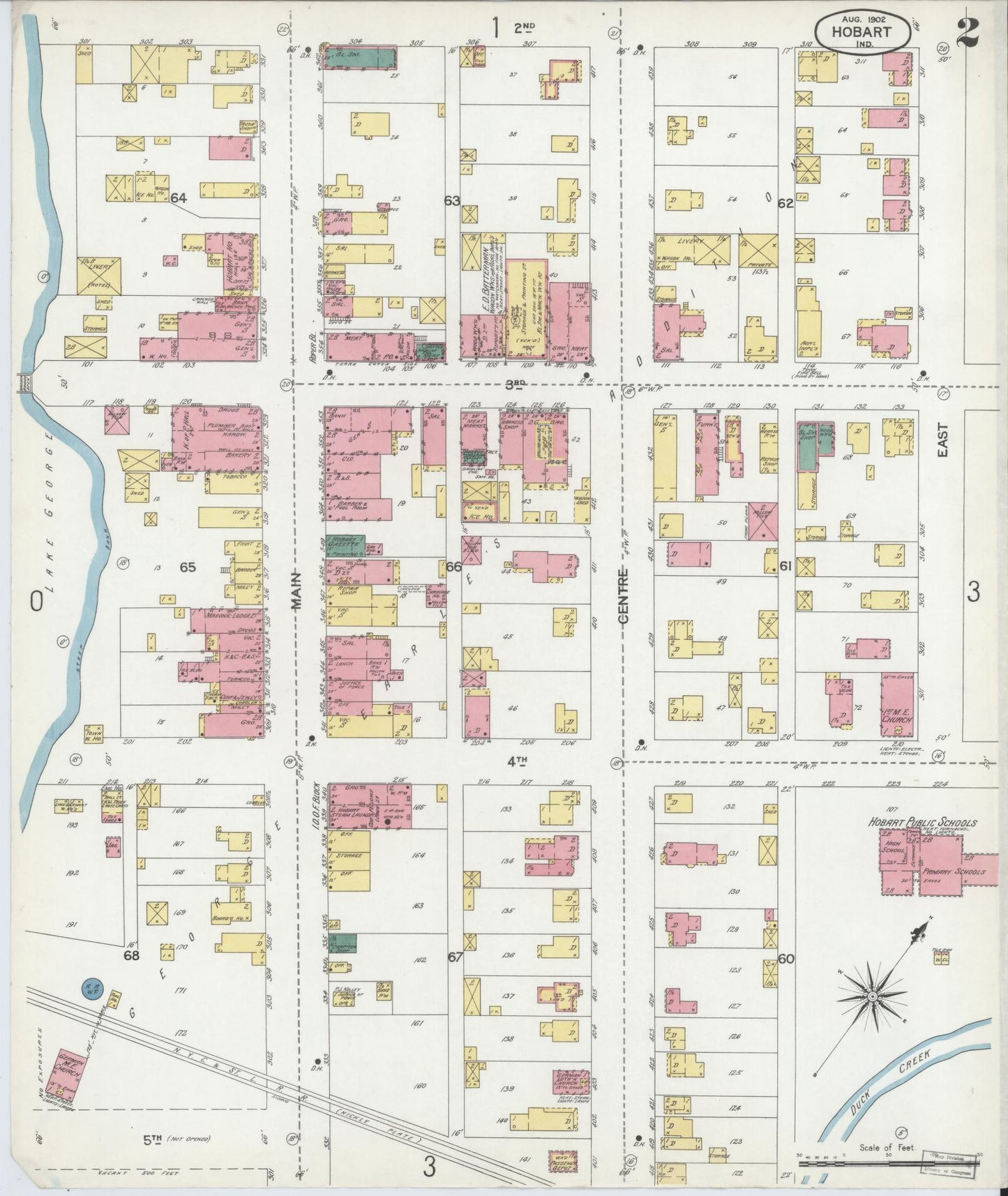Sanborn Fire Insurance Map from Hobart, Lake County, Indiana (1902), Sheet #0002 - Complete Map Set gallery image, historic Sanborn map, vintage wall art, Indiana Indiana