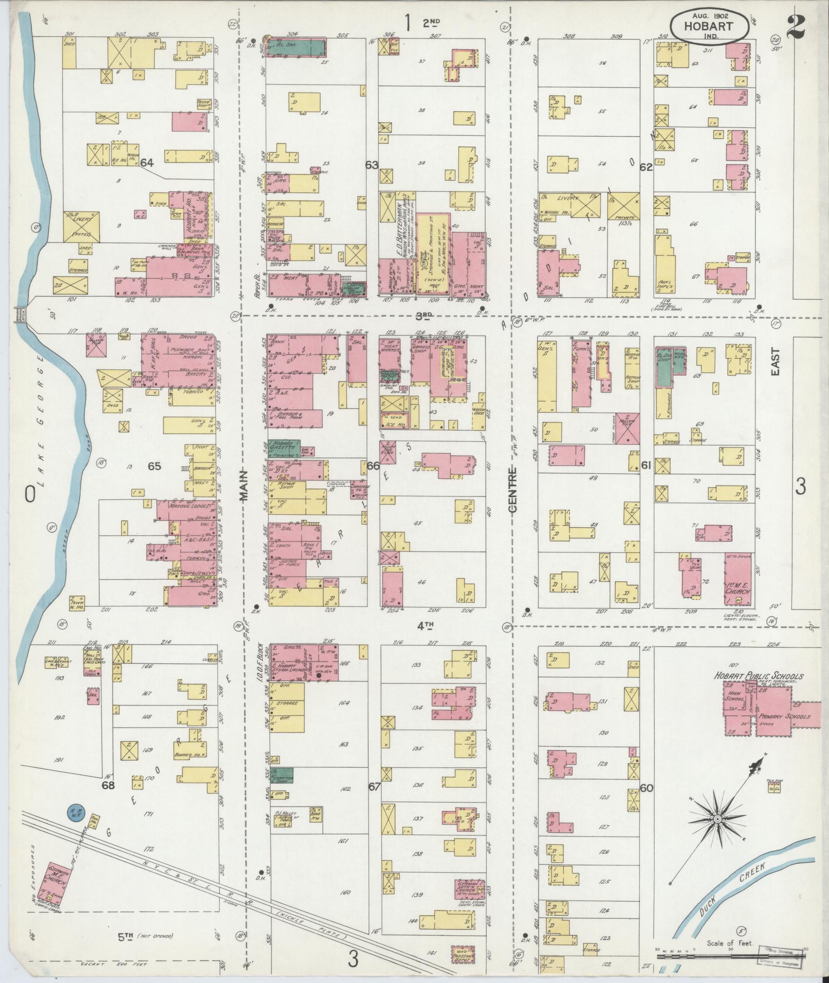 Sanborn Fire Insurance Map from Hobart, Lake County, Indiana (1902), Sheet #0002 - Complete Map Set gallery image, historic Sanborn map, vintage wall art, Indiana Indiana