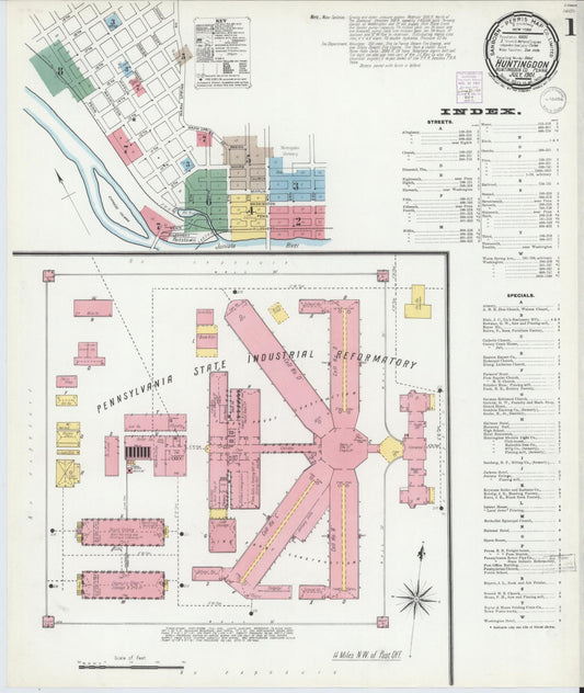 Sanborn Fire Insurance Map from Huntingdon, Huntingdon County, Pennsylvania (1901), Sheet #0001 - Complete Map Set gallery image, historic Sanborn map, vintage wall art, Pennsylvania Pennsylvania