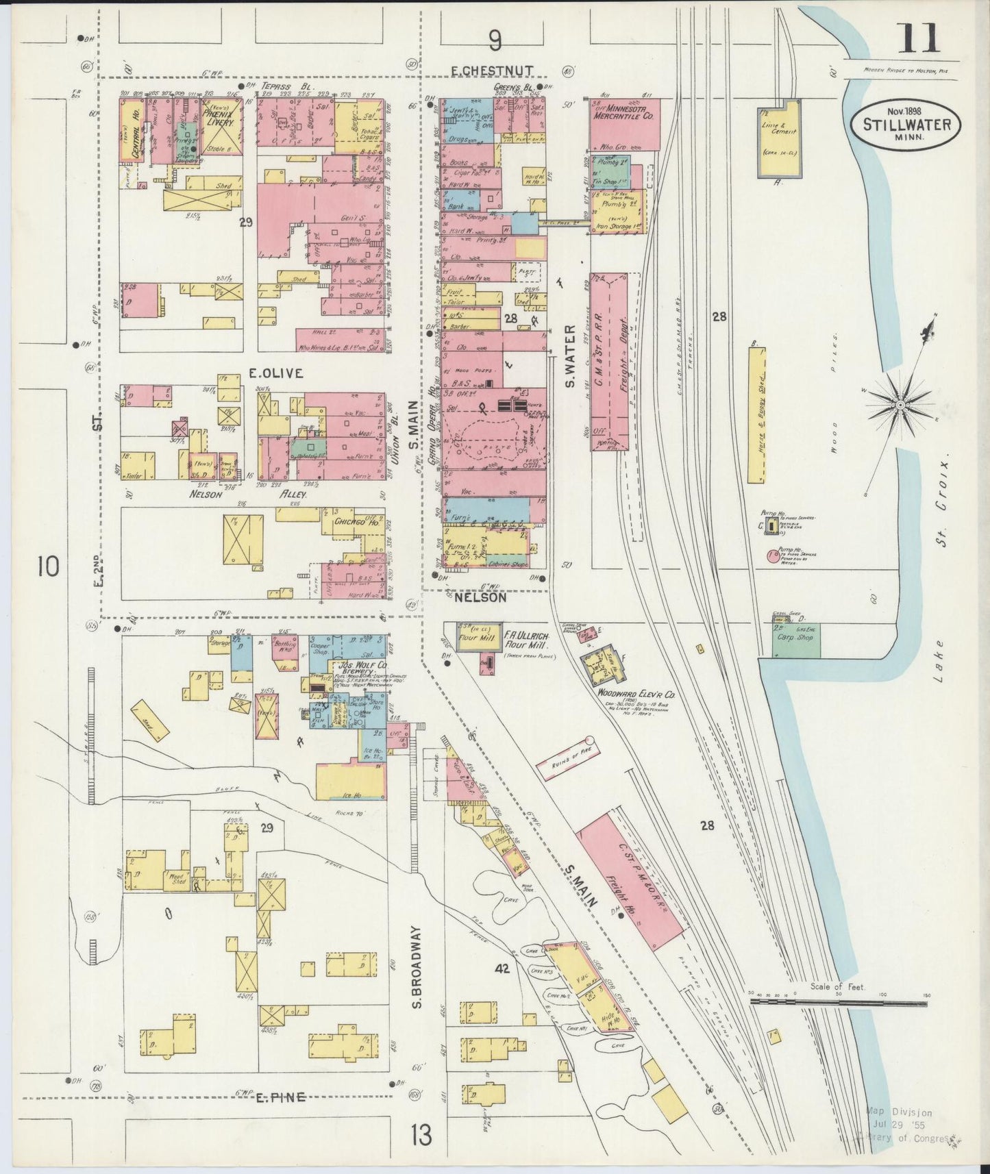 Sanborn Fire Insurance Map from Stillwater, Washington County, Minnesota (1898), Sheet #0011 - Complete Map Set gallery image, historic Sanborn map, vintage wall art, Minnesota Minnesota