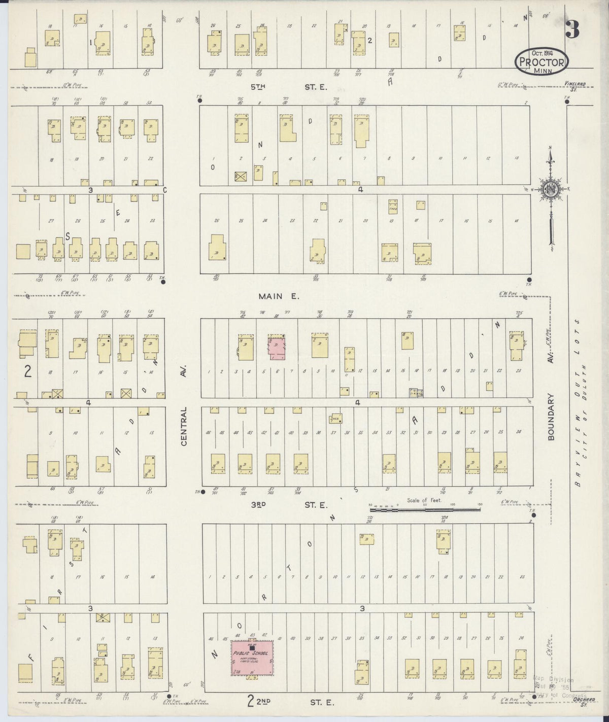 Sanborn Fire Insurance Map from Proctor, Saint Louis County, Minnesota (1914), Sheet #0003 - Complete Map Set gallery image, historic Sanborn map, vintage wall art, Minnesota Minnesota