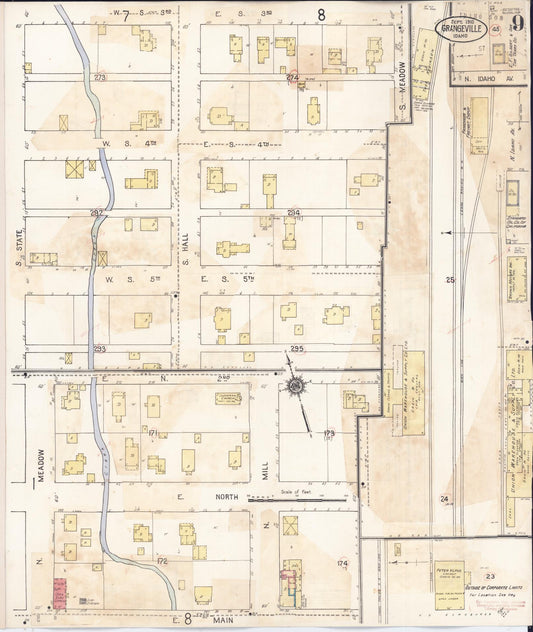 Sanborn Fire Insurance Map from Grangeville, Idaho County, Idaho (1941), Sheet #0009 - Historic Sanborn Fire Insurance Map Print, vintage old map wall art, antique decor, genealogy gift, Grangeville Idaho map