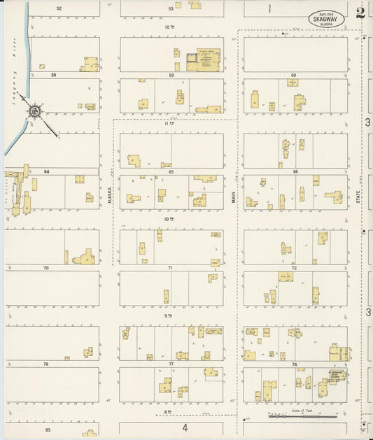 Sanborn Fire Insurance Map from Skagway, Skagway-yakutat Census Division, Alaska (1914), Sheet #0002 - Historic Sanborn Fire Insurance Map Print, vintage old map wall art, antique decor, genealogy gift, Alaska Alaska map