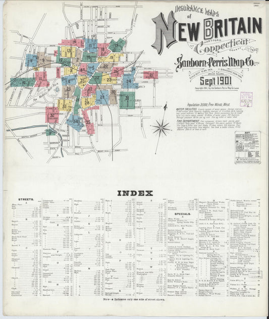 Sanborn Fire Insurance Map from New Britain, Hartford County, Connecticut. (1901) – Historic Sanborn Fire Insurance Map Print