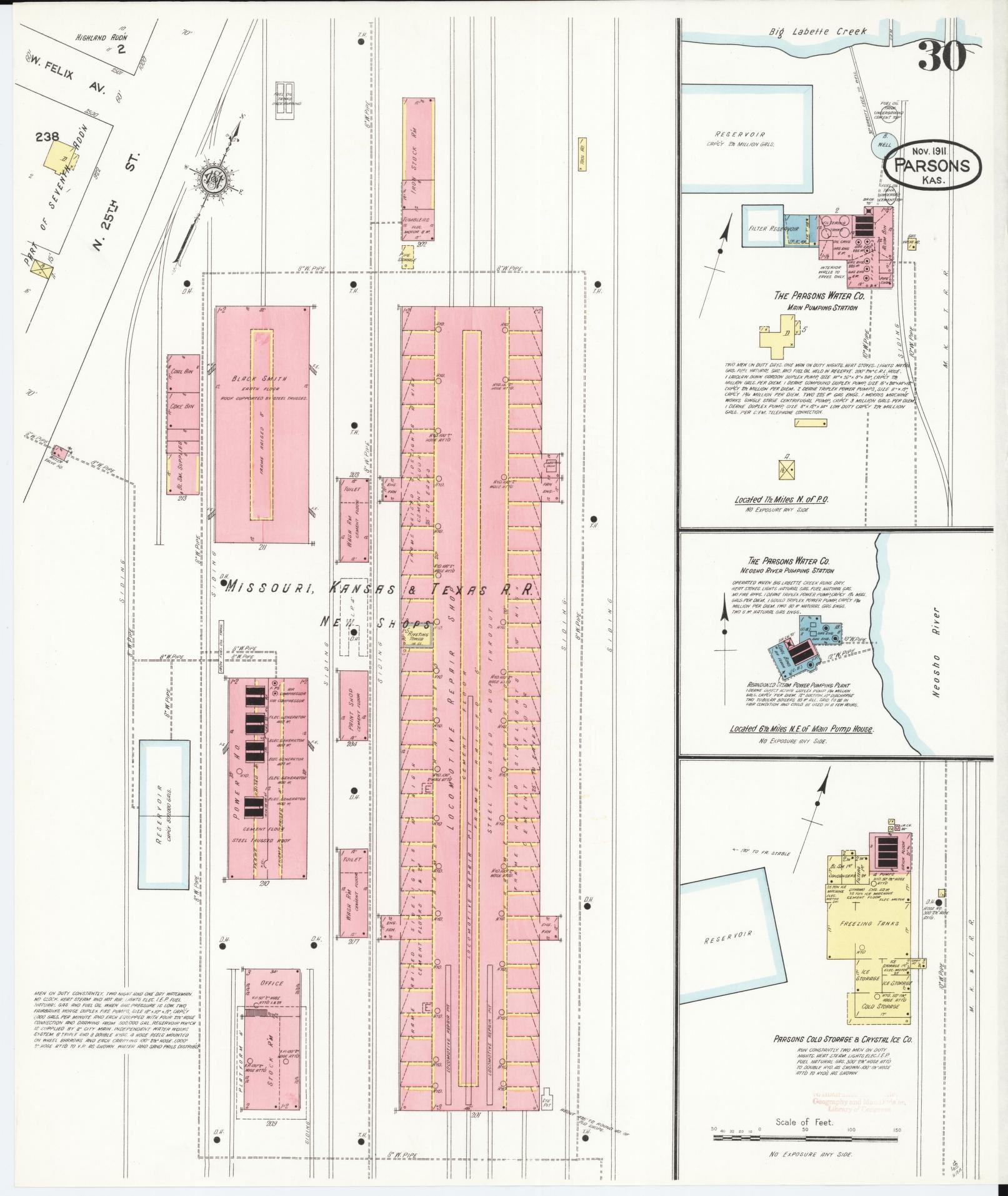 Sanborn Fire Insurance Map from Parsons, Labette County, Kansas (1911), Sheet #0030 - Complete Map Set gallery image, historic Sanborn map, vintage wall art, Kansas Kansas