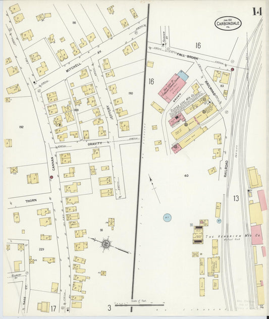 Sanborn Fire Insurance Map from Carbondale, Lackawanna County, Pennsylvania (1912), Sheet #0014 - Historic Sanborn Fire Insurance Map Print, vintage old map wall art, antique decor, genealogy gift, Pennsylvania Pennsylvania map