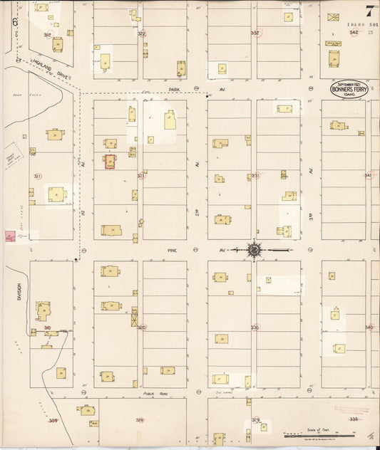 Sanborn Fire Insurance Map from Bonners Ferry, Boundary County, Idaho (1930), Sheet #0007 - Historic Sanborn Fire Insurance Map Print, vintage old map wall art, antique decor, genealogy gift, Idaho Idaho map