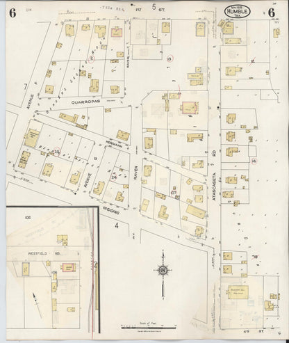 Sanborn Fire Insurance Map from Humble, Harris County, Texas (1940), Sheet #0006 - Historic Sanborn Fire Insurance Map Print, vintage old map wall art, antique decor, genealogy gift, Texas Texas map