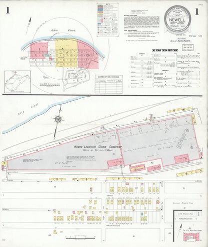 Sanborn Fire Insurance Map from Newell, Hancock County, West Virginia (1933), Sheet #0001 - Complete Map Set gallery image, historic Sanborn map, vintage wall art, West Virginia West Virginia