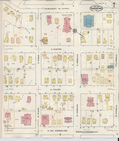 Sanborn Fire Insurance Map from Rensselaer, Jasper County, Indiana (1942), Sheet #0007 - Historic Sanborn Fire Insurance Map Print, vintage old map wall art, antique decor, genealogy gift, Indiana Indiana map