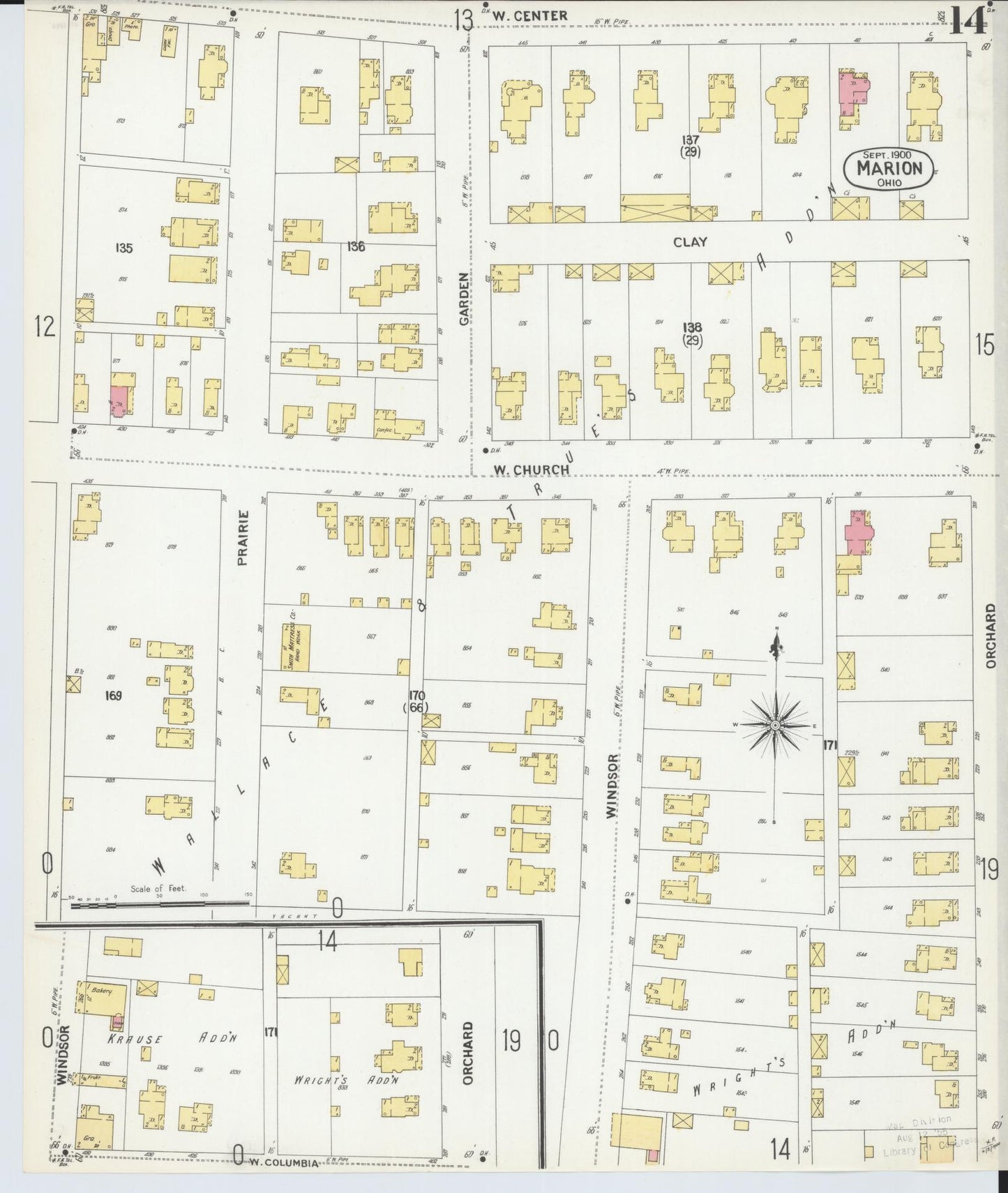 Sanborn Fire Insurance Map from Marion, Marion County, Ohio (1900), Sheet #0014 - Historic Sanborn Fire Insurance Map Print, vintage old map wall art, antique decor, genealogy gift, Ohio Ohio map