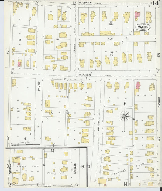 Sanborn Fire Insurance Map from Marion, Marion County, Ohio (1900), Sheet #0014 - Historic Sanborn Fire Insurance Map Print, vintage old map wall art, antique decor, genealogy gift, Ohio Ohio map