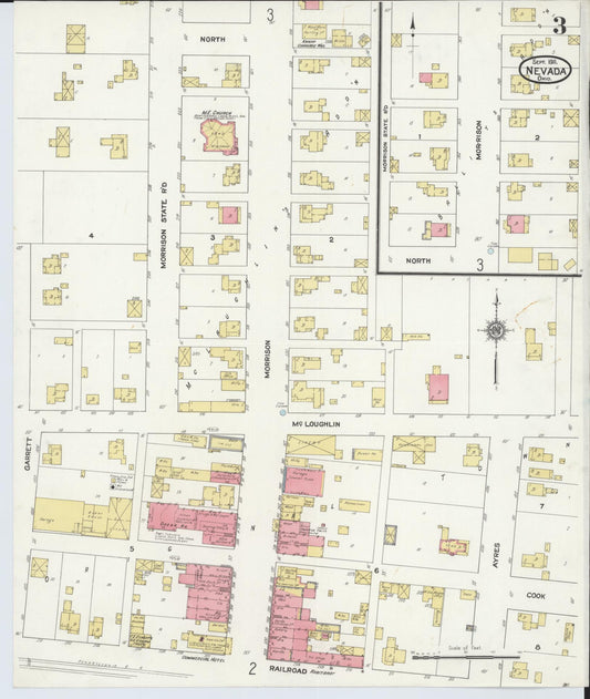 Sanborn Fire Insurance Map from Nevada, Wyandot County, Ohio (1911), Sheet #0003 - Historic Sanborn Fire Insurance Map Print, vintage old map wall art, antique decor, genealogy gift, Ohio Ohio map