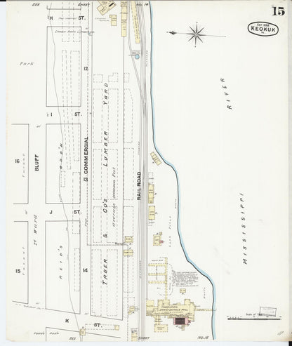 Sanborn Fire Insurance Map from Keokuk, Lee County, Iowa (1888), Sheet #0015 - Historic Sanborn Fire Insurance Map Print
