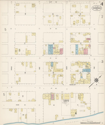 Sanborn Fire Insurance Map from Okanogan, Okanogan County, Washington (1915), Sheet #0004 - Complete Map Set gallery image, historic Sanborn map, vintage wall art, Washington Washington